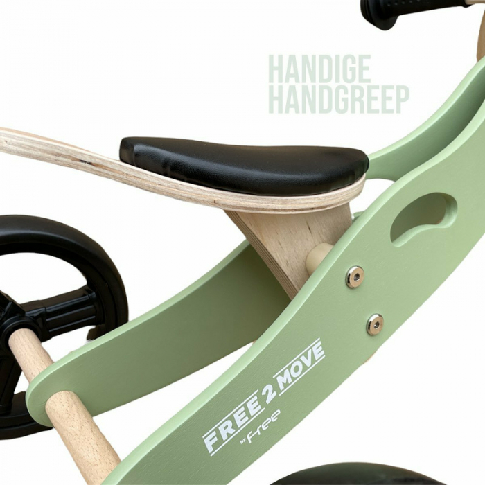 Bicicleta/tricicleta fara pedale din lemn, 2 in 1, Functie de bicicleta echilibru, Scaun reglabil, Roti ajustabile, Manere antiderapante, Varsta 1-3 ani, Free2Move, Mint [9]