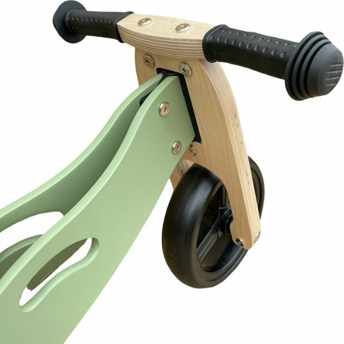 Bicicleta/tricicleta fara pedale din lemn, 2 in 1, Functie de bicicleta echilibru, Scaun reglabil, Roti ajustabile, Manere antiderapante, Varsta 1-3 ani, Free2Move, Mint [6]