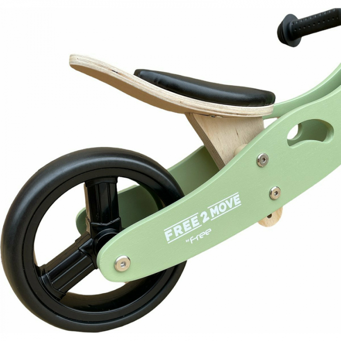 Bicicleta/tricicleta fara pedale din lemn, 2 in 1, Functie de bicicleta echilibru, Scaun reglabil, Roti ajustabile, Manere antiderapante, Varsta 1-3 ani, Free2Move, Mint [8]