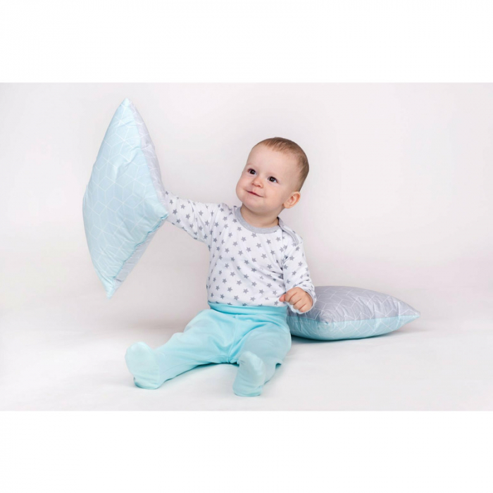 Bluza cu maneca lunga, Cu capse, Marime 56, Din bumbac 100%, New Baby, Classic II Grey with stars [2]