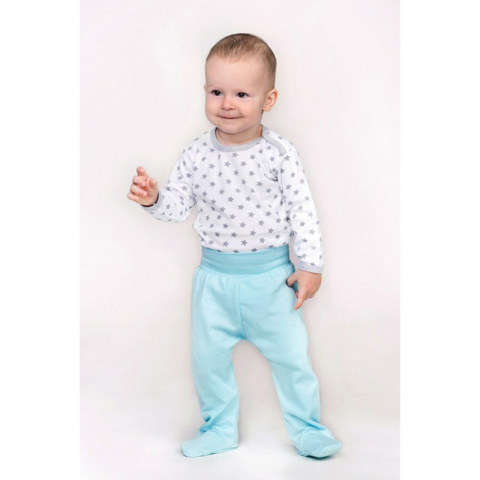 Bluza cu maneca lunga, Cu capse, Marime 56, Din bumbac 100%, New Baby, Classic II Grey with stars [4]