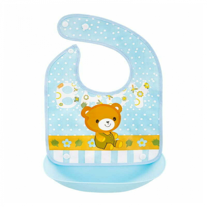 Bocioland - Baveta impermeabila cu buzunar detasabil, Dimensiune 21x21 cm, Bear [1]
