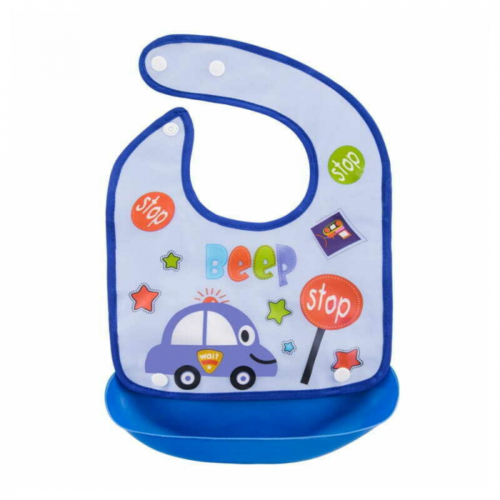 Bocioland - Baveta impermeabila cu buzunar detasabil, Dimensiune 21x21 cm, Car [1]