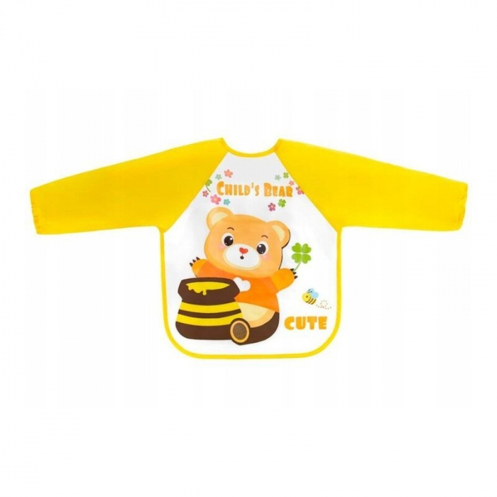 Bocioland - Baveta impermeabila, Cu maneci lungi, Dimensiune 40x35 cm, Teddy Bear [1]