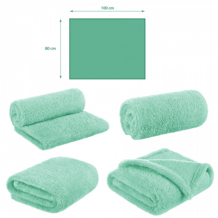 Bocioland - Paturica pufoasa pentru copii, Din fleece, Dimensiune mare 80 x 100 cm, Mint [8]