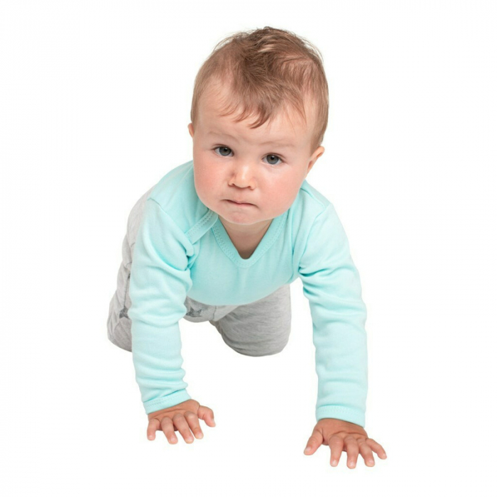 Body cu maneca lunga, Marime 56, Din bumbac 100%, New Baby, Classic II Grey with stars [2]