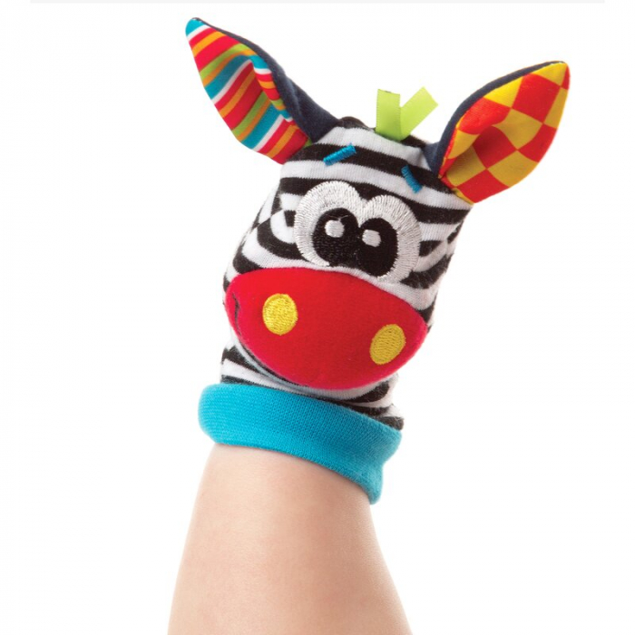 Botosei si bratari cu zornaitoare, Animalute dragute pentru bebelusi, Set 4 piese, 2 pentru maini si 2 pentru picioare, Jungle Wrist Rattle and Foot Finder, Playgro [11]