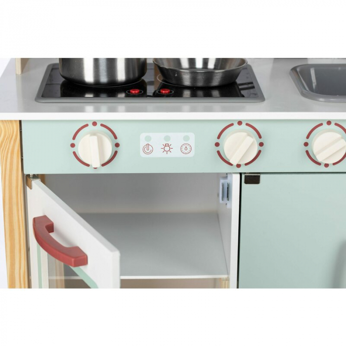 Bucatarie pentru copii, Mini Chef, Din lemn, Cu efecte de sunet si lumina, Cu accesorii, 70 x 30 x 104 cm, Free2Play [15]