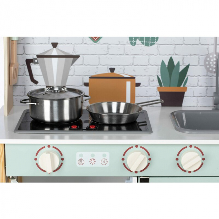 Bucatarie pentru copii, Mini Chef, Din lemn, Cu efecte de sunet si lumina, Cu accesorii, 70 x 30 x 104 cm, Free2Play [16]