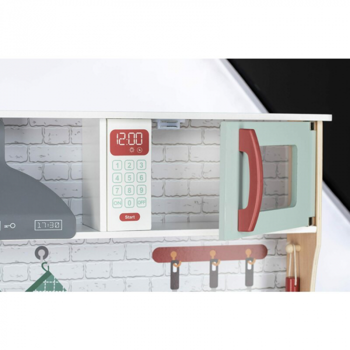 Bucatarie pentru copii, Mini Chef, Din lemn, Cu efecte de sunet si lumina, Cu accesorii, 70 x 30 x 104 cm, Free2Play [10]