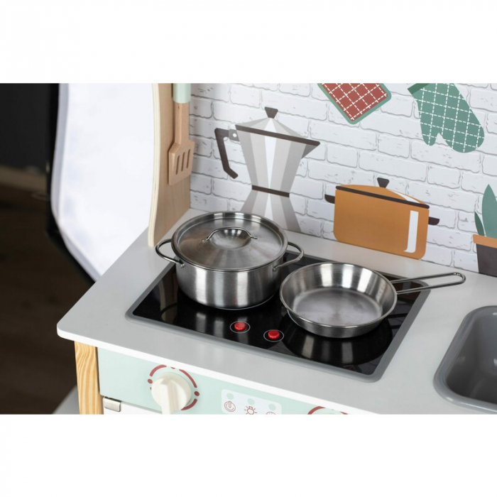 Bucatarie pentru copii, Mini Chef, Din lemn, Cu efecte de sunet si lumina, Cu accesorii, 70 x 30 x 104 cm, Free2Play [3]