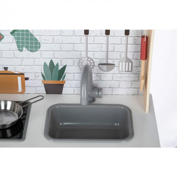 Bucatarie pentru copii, Mini Chef, Din lemn, Cu efecte de sunet si lumina, Cu accesorii, 70 x 30 x 104 cm, Free2Play [5]