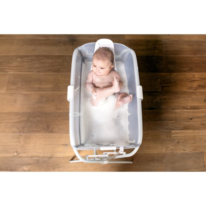 Cadita de baie cu pliere ultra-compacta, Jane, Oasis, Cu doua manere, 68 x 42 x 26 cm, Conform cu standardul european de siguranta EN 17072:2018, Pale [3]