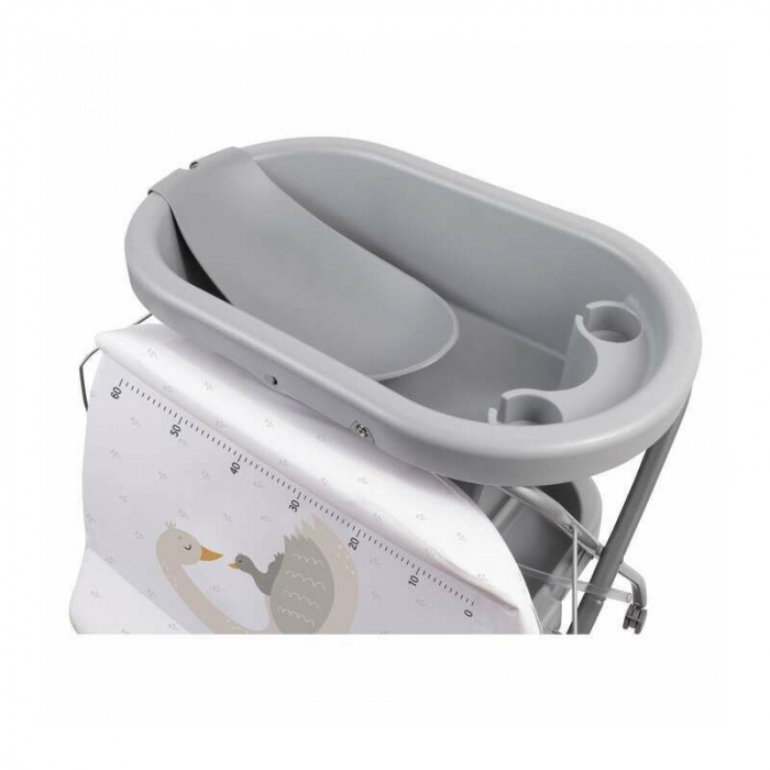 Cadita de baie, FreeON, Swan, Cu hamac pentru nou nascut si masa de infasat, Cu roti, Cu suport metalic, Conform cu standardul european de securitate EN 12221-1:2008+A1:2013, EN 17072:2018 [5]