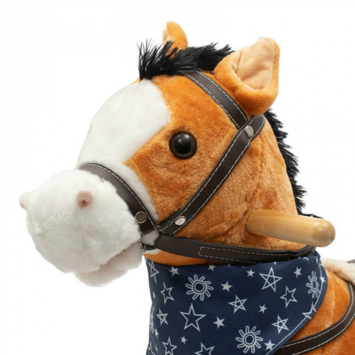 Calut balansoar din plus, Cu efecte de miscare a gurii si a cozii, Cu melodie de cowboy si efect de galop , Baby Mix, Maro Deschis [2]