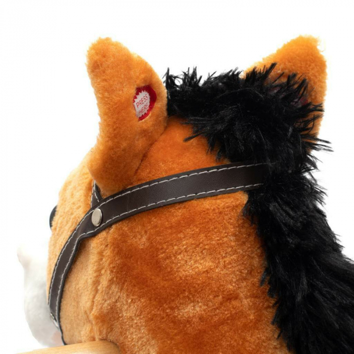 Calut balansoar din plus, Cu efecte de miscare a gurii si a cozii, Cu melodie de cowboy si efect de galop , Baby Mix, Maro Deschis [5]