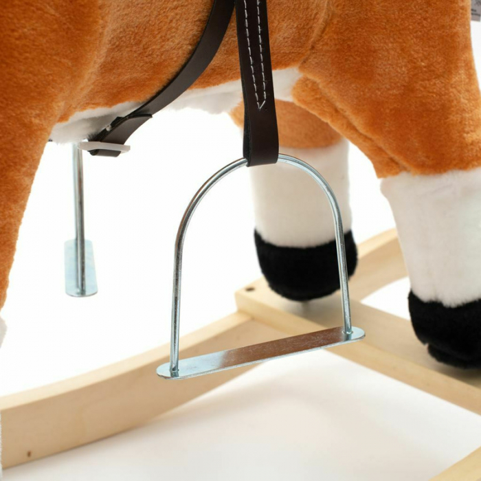 Calut balansoar din plus, Cu efecte de miscare a gurii si a cozii, Cu melodie de cowboy si efect de galop , Baby Mix, Maro Deschis [4]