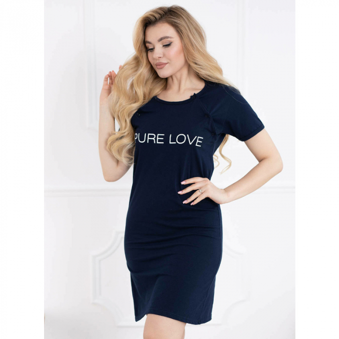 Camasa de alaptat S, Din bumbac, Cu capse oblice, Purelove, Navy Blue [9]