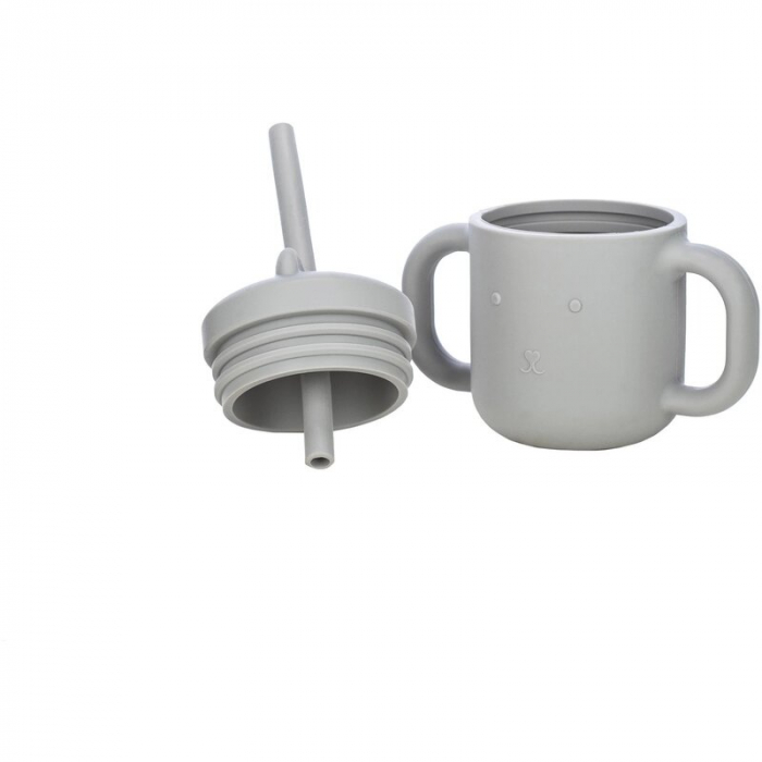 Cana din silicon fara BPA, Cu manere, Cu pai, 6 luni+, Conform cu standardul european de securitate EN 14350:2020, FreeON, Grey [3]