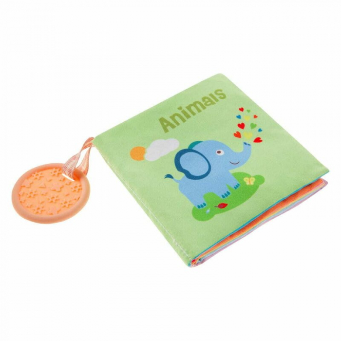 Carticica senzoriala, Bocioland, Cu 10 pagini in culori contrastante, Fosneste cand este atinsa, Din material moale, 0 luni+, Animals [1]