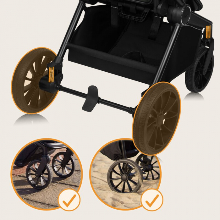 Carucior 2 in 1, Lionelo, Mika Plus, Cadru din aluminiu, Cu landou intarit si salteluta moale, Reversibil, Cu sistem de ventilatie 3D, Cu accesorii, Pana la 22 kg, Conform cu EN1888-1 EN1888-2, EN1466 [38]