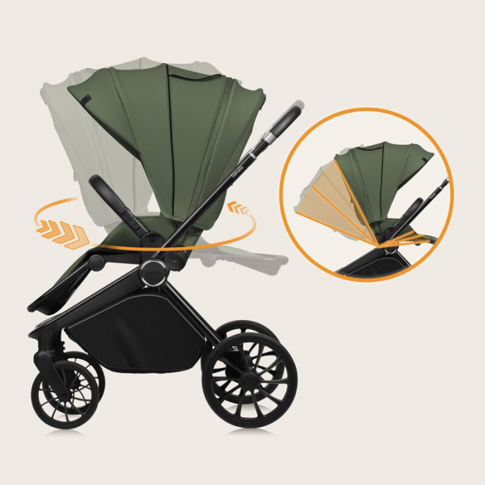 Carucior 2 in 1, Lionelo, Mika Plus, Cadru din aluminiu, Cu landou intarit si salteluta moale, Reversibil, Cu sistem de ventilatie 3D, Cu accesorii, Pana la 22 kg, Conform cu EN1888-1 EN1888-2, EN1466 [41]