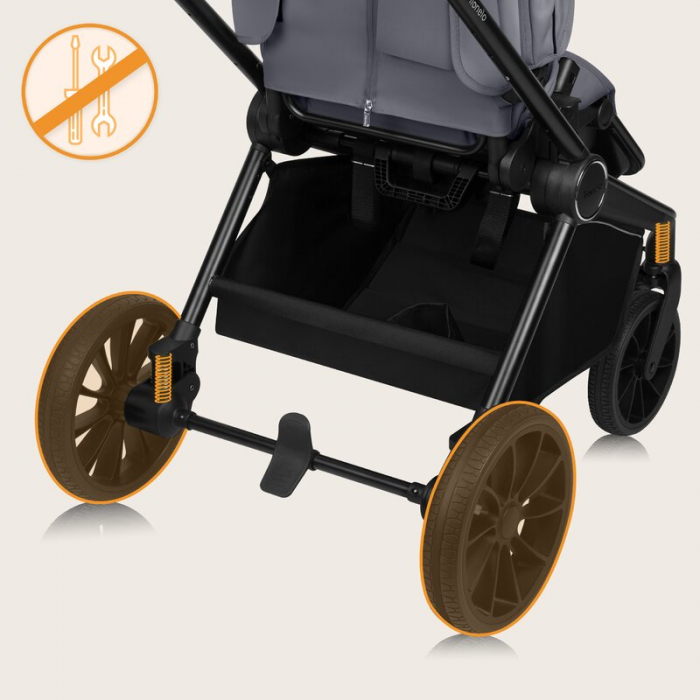 Carucior 2 in 1, Lionelo, Mika Plus, Cadru din aluminiu, Cu landou intarit si salteluta moale, Reversibil, Cu sistem de ventilatie 3D, Cu accesorii, Pana la 22 kg, Conform cu EN1888-1 EN1888-2, EN1466 [38]