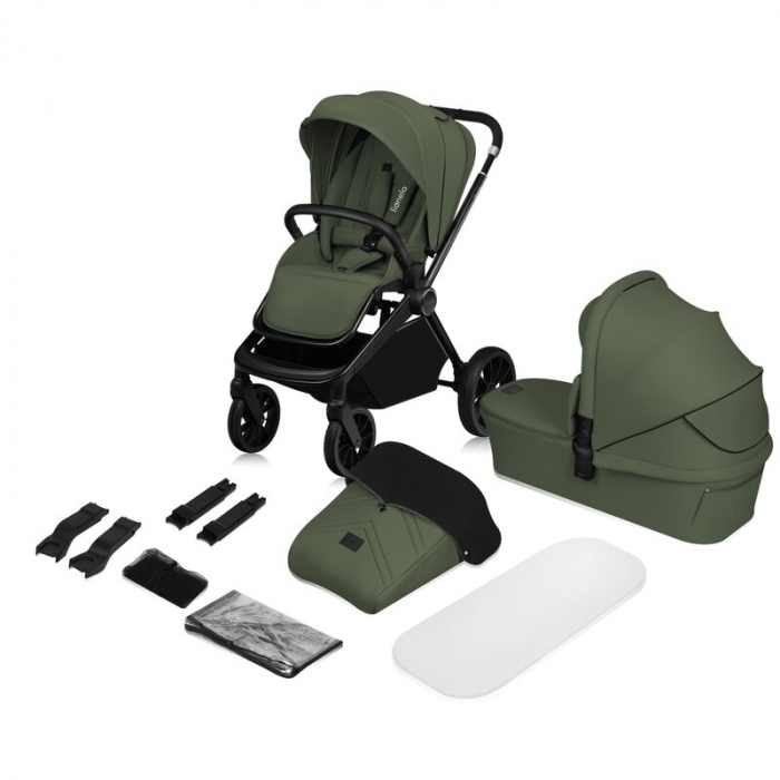 Carucior 2 in 1, Lionelo, Mika Plus, Cadru din aluminiu, Cu landou intarit si salteluta moale, Reversibil, Cu sistem de ventilatie 3D, Cu accesorii, Pana la 22 kg, Conform cu EN1888-1 EN1888-2, EN1466 [24]