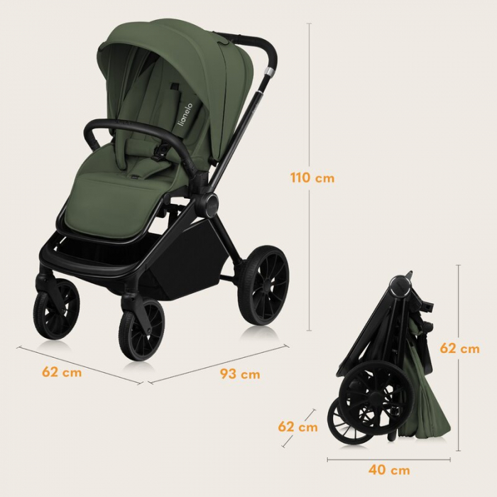Carucior 2 in 1, Lionelo, Mika Plus, Cadru din aluminiu, Cu landou intarit si salteluta moale, Reversibil, Cu sistem de ventilatie 3D, Cu accesorii, Pana la 22 kg, Conform cu EN1888-1 EN1888-2, EN1466 [34]