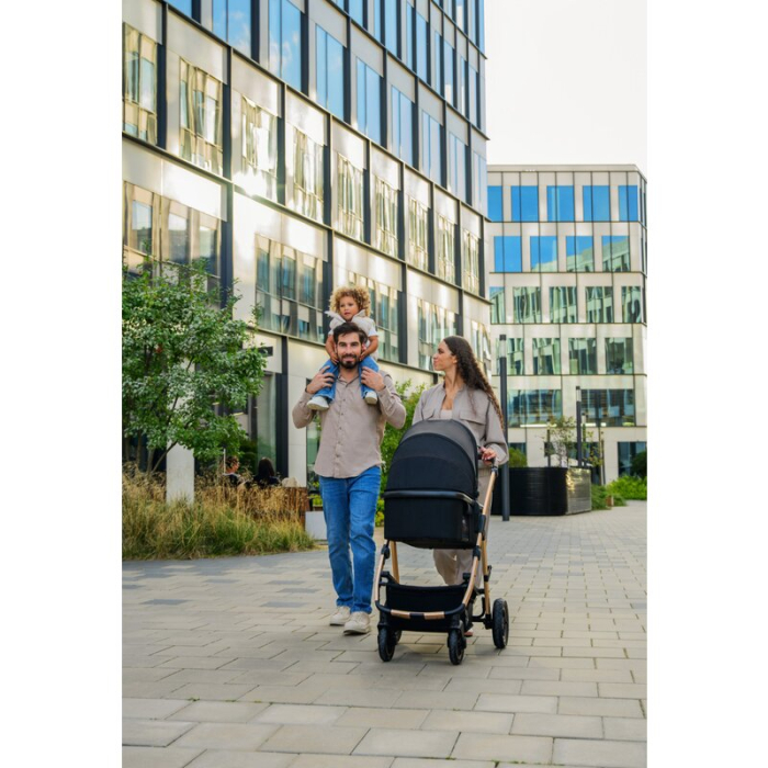 Carucior 3 in 1, Lionelo, Amber, Landou intarit, Scoica auto testata ADAC, Reversibil, Cu accesorii, Geanta parinti, Pana la 22 kg, Bej [55]