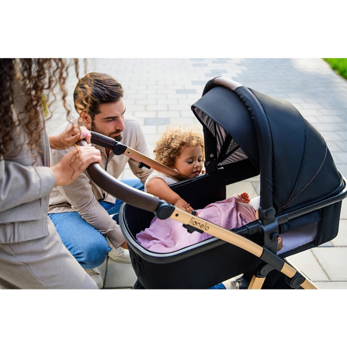 Carucior 3 in 1, Lionelo, Amber, Landou intarit, Scoica auto testata ADAC, Reversibil, Cu accesorii, Geanta parinti, Pana la 22 kg, Bej [49]