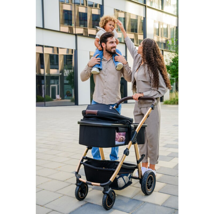 Carucior 3 in 1, Lionelo, Amber, Landou intarit, Scoica auto testata ADAC, Reversibil, Cu accesorii, Geanta parinti, Pana la 22 kg, Bej [57]