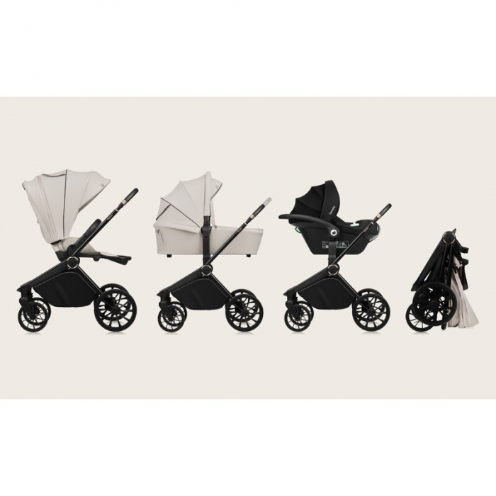 Carucior 3 in 1, Lionelo, Mika Plus, Cadru din aluminiu, Cu landou intarit si salteluta moale, Scoica auto, Reversibil, Cu sistem de ventilatie 3D, Maner ajustabil, Cu accesorii, Pana la 22 kg, EN1888 [35]