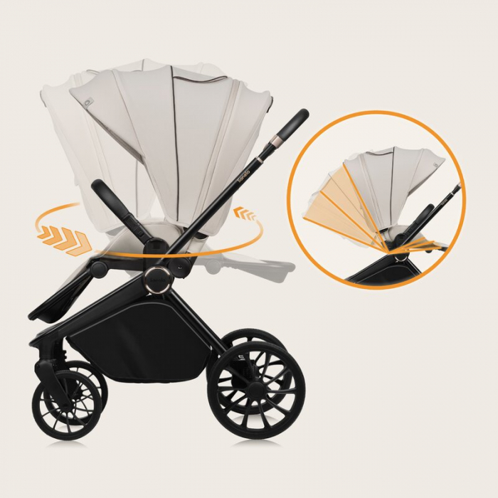 Carucior 3 in 1, Lionelo, Mika Plus, Cadru din aluminiu, Cu landou intarit si salteluta moale, Scoica auto, Reversibil, Cu sistem de ventilatie 3D, Maner ajustabil, Cu accesorii, Pana la 22 kg, EN1888 [41]