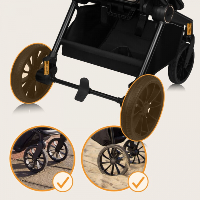 Carucior 3 in 1, Lionelo, Mika Plus, Cadru din aluminiu, Cu landou intarit si salteluta moale, Scoica auto, Reversibil, Cu sistem de ventilatie 3D, Maner ajustabil, Cu accesorii, Pana la 22 kg, EN1888 [42]