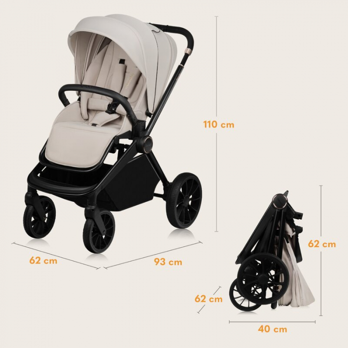 Carucior 3 in 1, Lionelo, Mika Plus, Cadru din aluminiu, Cu landou intarit si salteluta moale, Scoica auto, Reversibil, Cu sistem de ventilatie 3D, Maner ajustabil, Cu accesorii, Pana la 22 kg, EN1888 [36]