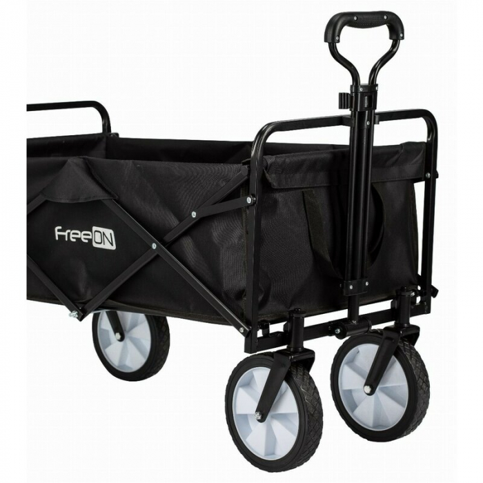 Carucior pliabil, FreeON, Pentru transportul diferitelor obiecte atat in casa, cat si in vacanta, Cu 2 buzunare, Maner reglabil 71-101 cm, Pana la 100 kg, 95x54x101 cm, Black [4]