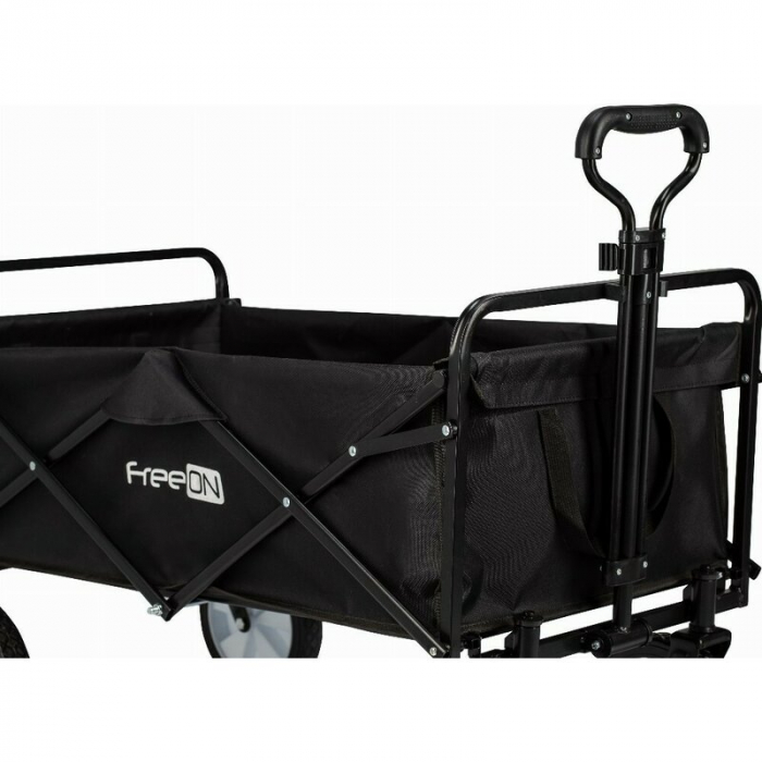 Carucior pliabil, FreeON, Pentru transportul diferitelor obiecte atat in casa, cat si in vacanta, Cu 2 buzunare, Maner reglabil 71-101 cm, Pana la 100 kg, 95x54x101 cm, Black [3]