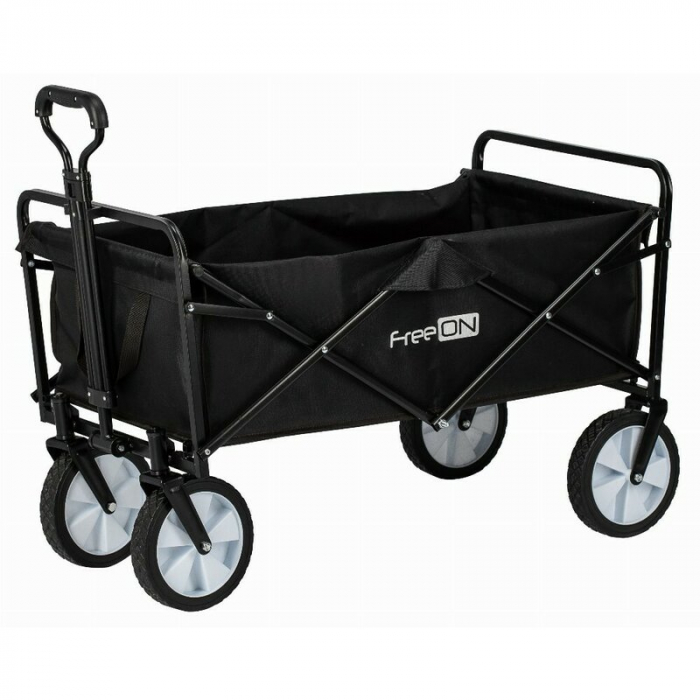 Carucior pliabil, FreeON, Pentru transportul diferitelor obiecte atat in casa, cat si in vacanta, Cu 2 buzunare, Maner reglabil 71-101 cm, Pana la 100 kg, 95x54x101 cm, Black [2]