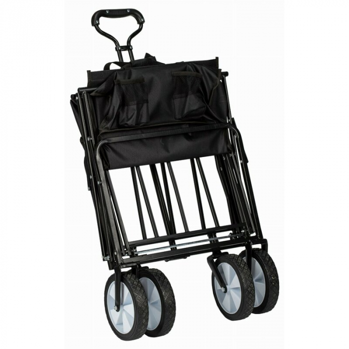 Carucior pliabil, FreeON, Pentru transportul diferitelor obiecte atat in casa, cat si in vacanta, Cu 2 buzunare, Maner reglabil 71-101 cm, Pana la 100 kg, 95x54x101 cm, Black [8]