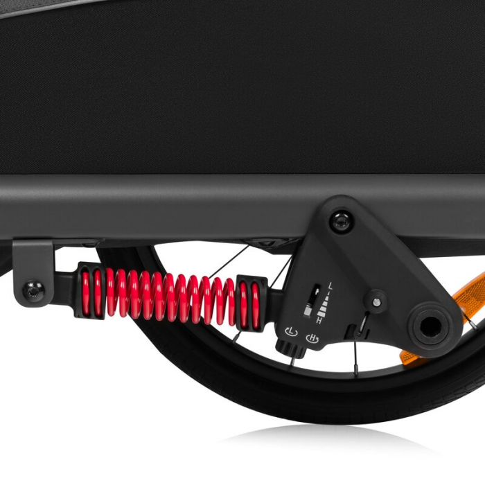 Carucior si remorca de bicicleta, Lionelo, Cama, Multifunctional, Pentru 1 sau 2 copii, Cu sistem de absorbtie a socurilor SIQ, Geamuri cu protectie solara, Gri [9]