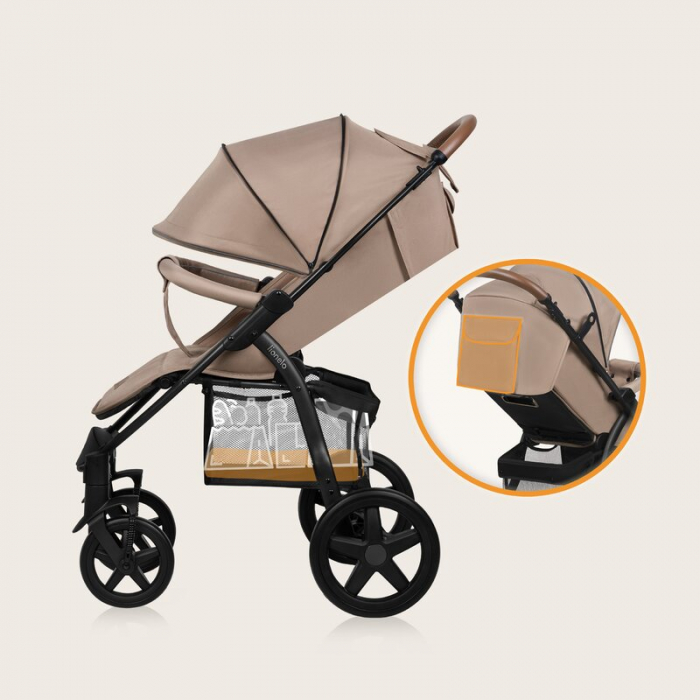 Carucior sport, Lionelo, Annet Plus, De la nastere, Cu accesorii si capotina XXL reglabila, 0 - 22 Kg, Conform cu standardele europene de securitate EN1888-1 si EN1888-2, Bej [40]