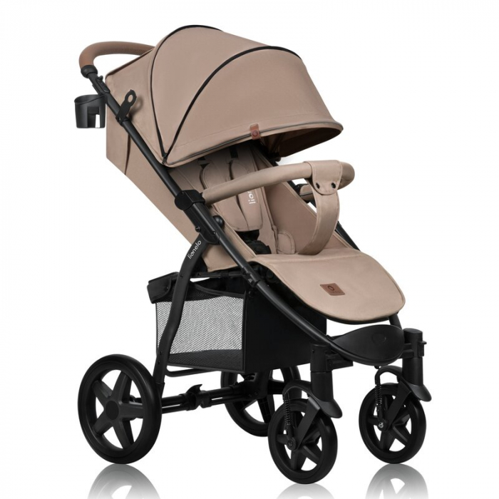 Carucior sport, Lionelo, Annet Plus, De la nastere, Cu accesorii si capotina XXL reglabila, 0 - 22 Kg, Conform cu standardele europene de securitate EN1888-1 si EN1888-2, Bej [3]