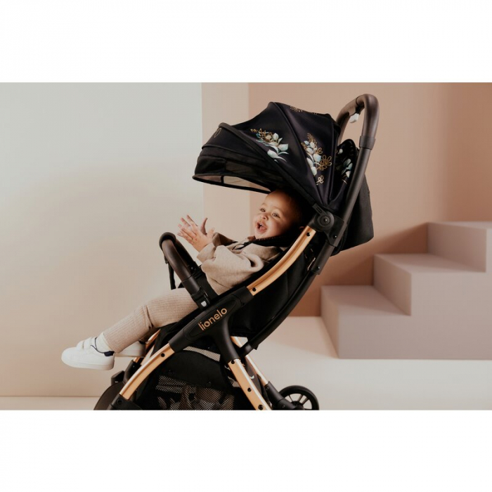 Carucior sport, Lionelo, Julie One, Editie limitata Golden Moments, De la nastere, Greutate redusa, Cu accesorii, Cadru din aluminiu, 0-22 kg, Conform cu standardele europene de securitate EN1888-1 si [45]