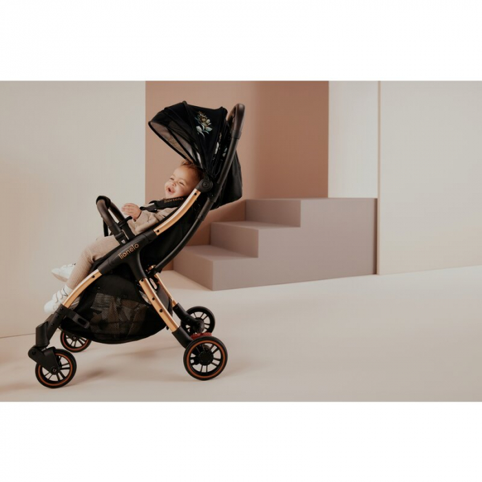 Carucior sport, Lionelo, Julie One, Editie limitata Golden Moments, De la nastere, Greutate redusa, Cu accesorii, Cadru din aluminiu, 0-22 kg, Conform cu standardele europene de securitate EN1888-1 si [44]