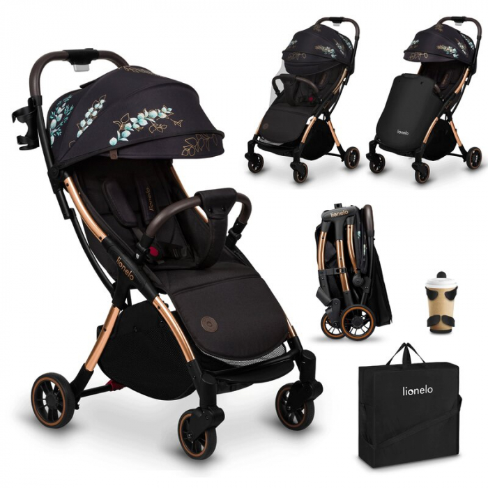Carucior sport, Lionelo, Julie One, Editie limitata Golden Moments, De la nastere, Greutate redusa, Cu accesorii, Cadru din aluminiu, 0-22 kg, Conform cu standardele europene de securitate EN1888-1 si [19]