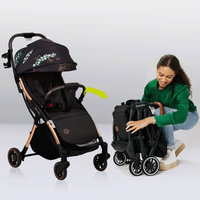 Carucior sport, Lionelo, Julie One, Editie limitata Golden Moments, De la nastere, Greutate redusa, Cu accesorii, Cadru din aluminiu, 0-22 kg, Conform cu standardele europene de securitate EN1888-1 si [24]