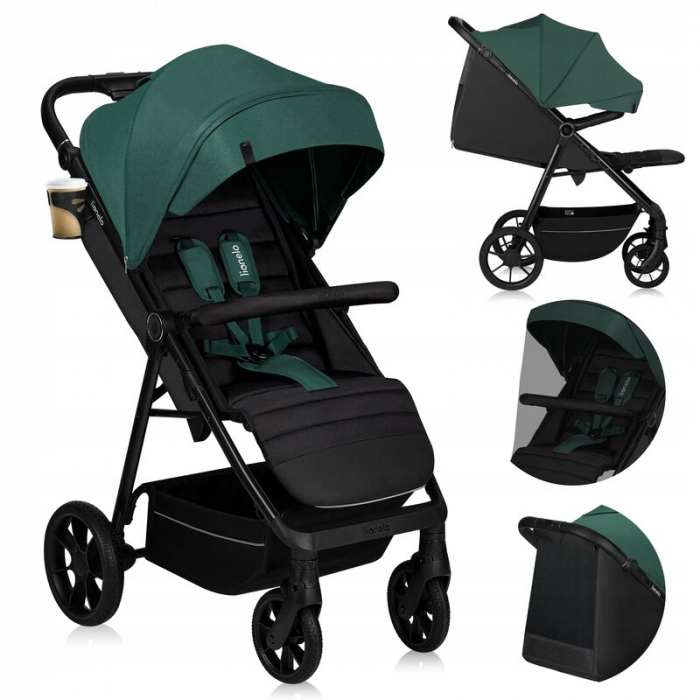 Carucior sport, Lionelo, Mira, Maner reglabil in 5 pozitii, Spatar si suport de picioare reglabile, Plasa de tantari si suport biberon incluse, Pana la 22 kg, 6 luni+, Conform cu EN1888-1, EN1888-2, T [29]