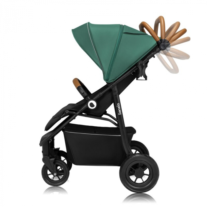 Carucior sport, Lionelo, Natt, De la nastere, Cu accesorii si capotina XXL reglabila, 0 - 22 kg, Conform cu standardele europene de securitate EN1888-1, EN1888-2, Verde [10]