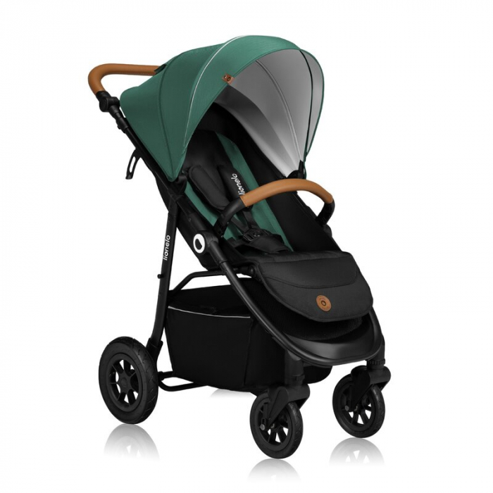 Carucior sport, Lionelo, Natt, De la nastere, Cu accesorii si capotina XXL reglabila, 0 - 22 kg, Conform cu standardele europene de securitate EN1888-1, EN1888-2, Verde [2]